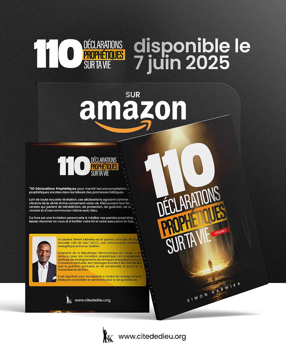 pasteursimon's tweet photo. 📚 "110 Déclarations Prophétiques sur ta Vie" par le pasteur Simon sera disponible dès cette semaine sur Amazon et à l’église Ncd ! #Foi #Prophétie #livre https://t.co/IKxLCZ5KQM