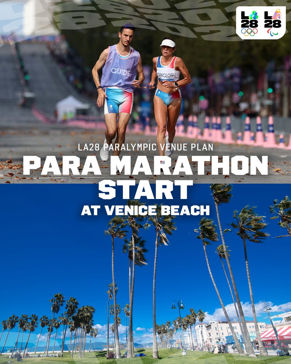 LA28 (@la28) on Twitter photo A very LA start to the Para Marathon. 🏃♀️
Come for the race and stay for the vibes at Venice Beach, where the 2028 Para Marathon will start.
<a href="/Paralympics/">Paralympic Games</a> | <a href="/ParaAthletics/">Para Athletics</a> A very LA start to the Para Marathon. 🏃♀️
Come for the race and stay for the vibes at Venice Beach, where the 2028 Para Marathon will start.
<a href="/Paralympics/">Paralympic Games</a> | <a href="/ParaAthletics/">Para Athletics</a>