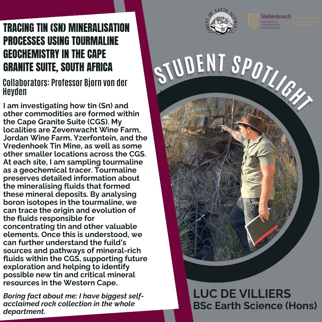 Student Spotlight! 🔦 Keep an eye open for our spotlight posts and see what our postgraduate students are up to. Check out the details of Honours Student Luc de Villiers’ project. #geotwitter