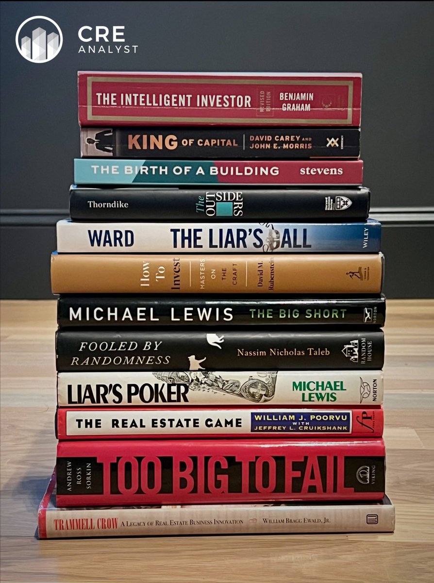 CREanalyst1's tweet image. 12 books that'll make you fall in love with commercial real estate (and investing)
---- The Intelligent Investor ----
The concept of Margin of Safety anchors valuation, which is the most important skill in real estate.
---- King of Capital ----
An early history of…