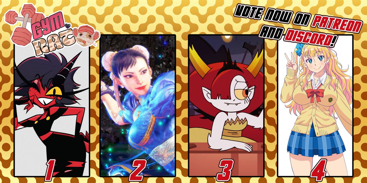The new poll is ready for you to choose your favorite girl and have ur date at the gym 🐀❤️‍🩹

Vote on my P4TR30N (link in my profile) or in the D1SC0RD community sv 🤓