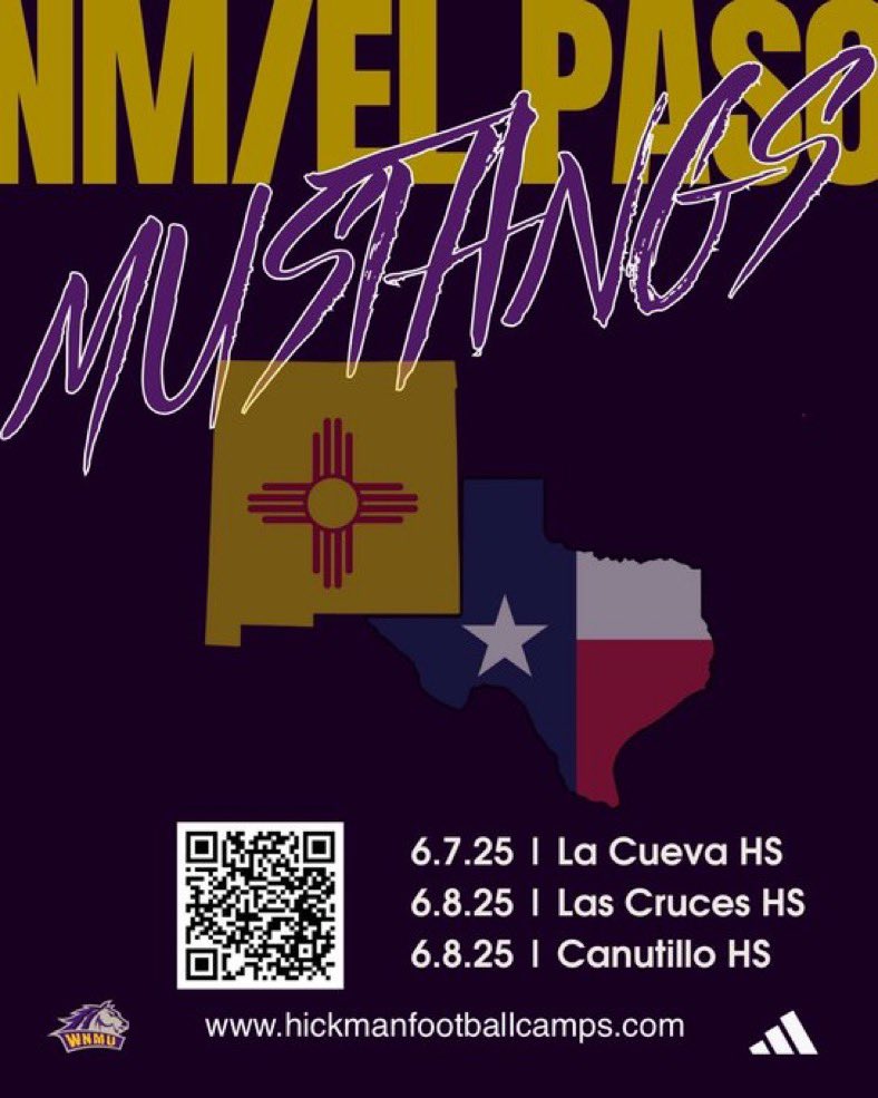 Thank you to <a href="/CoachD_Delgado/">David Delgado</a> and <a href="/WNMUFootball/">WNMU Mustang Football</a> for the camp invite! <a href="/PrepRedzoneNM/">Prep Redzone New Mexico</a> <a href="/tony_mccoy3/">Tony McCoy</a> <a href="/CoachCasaus/">Dominic Casaus</a> <a href="/BryantWill757/">Bryant Williams</a> <a href="/Coach_RiceV/">Eddie Villanueva Jr.</a>
