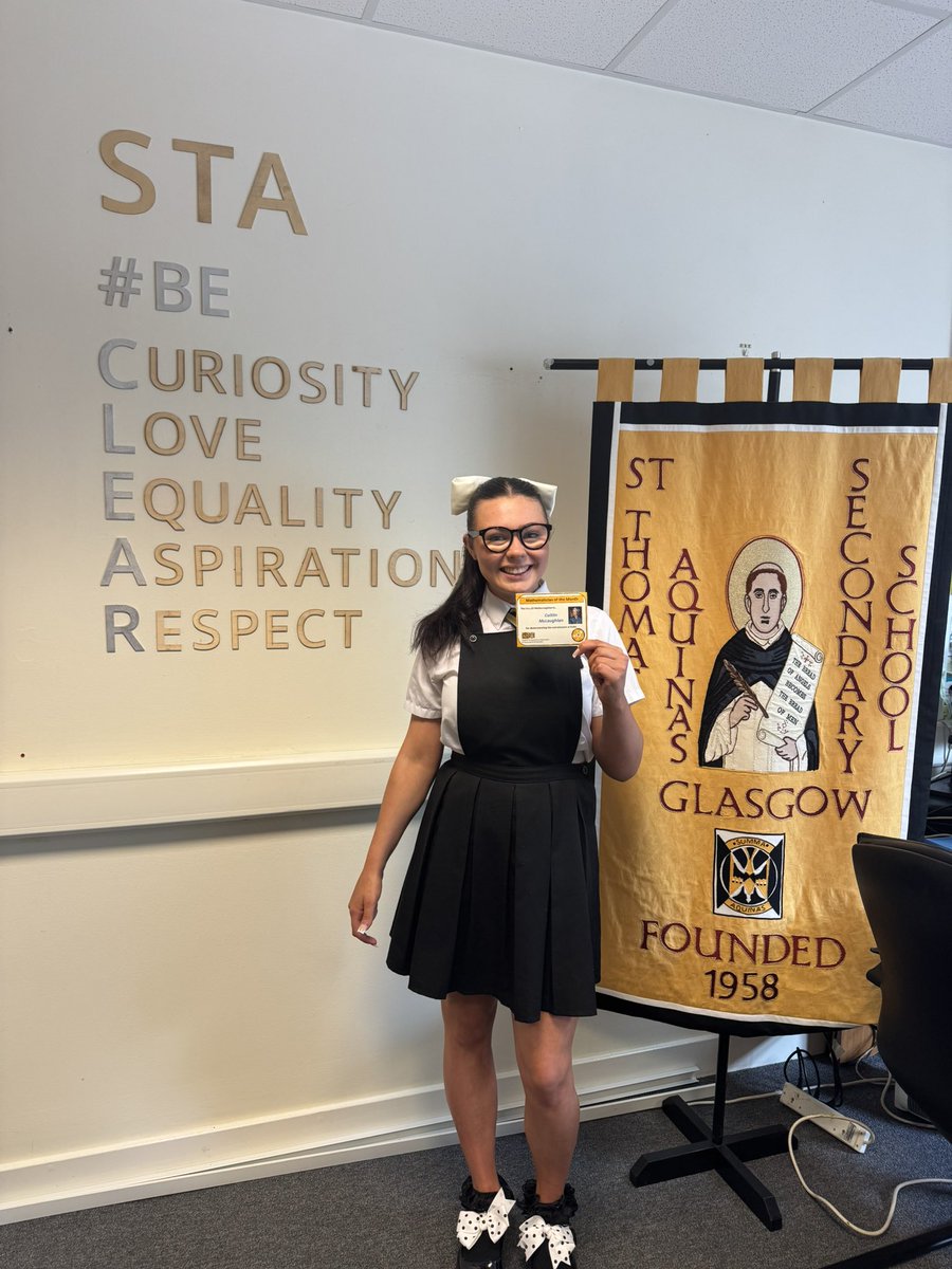 St Thomas Aquinas (@stthomasaqsec) on Twitter photo Caitlin in S4 was especially proud of her Mathemagician of the Month award today. #aspiration #TeamSTA #BeCLEAR
<a href="/STA_Maths/">STA Maths Department</a> Caitlin in S4 was especially proud of her Mathemagician of the Month award today. #aspiration #TeamSTA #BeCLEAR
<a href="/STA_Maths/">STA Maths Department</a>