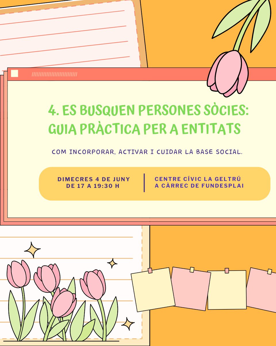 📣 Nova formació del Pla per a entitats i voluntariat!
🗓 Dimecres 4 de juny
🕔 De 17 a 19.30 h
📍 Centre Cívic La Geltrú
*Es busquen persones sòcies: guia pràctica per a entitats*

📌 Inscripcions obertes!
👉 Escriu-nos un correu a entitats@vilanova.cat o 938140000 ext 2040