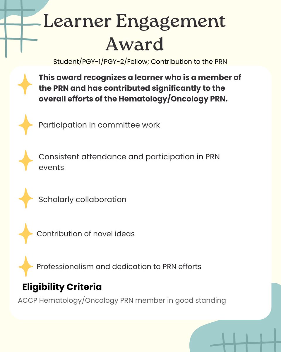 HemOnc_ACCP's tweet photo. Don't miss the opportunity to nominate by 6/18! 

https://t.co/cBIjvkAFPt https://t.co/a8sXqUqNgu
