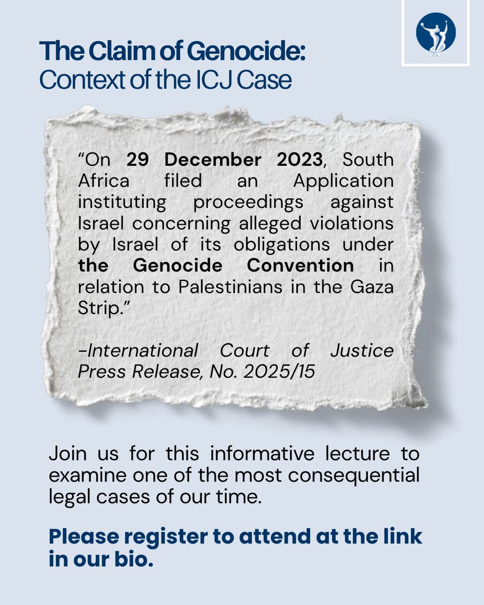 Join the Zoryan Institute for a timely webinar: “South Africa v. Israel at the ICJ: International Law &amp; Genocide”
featuring leading legal expert Dr. William Schabas.

🗓️ June 26, 2025 | 11:30 AM EST | Zoom

Register Today! us06web.zoom.us/webinar/regist…