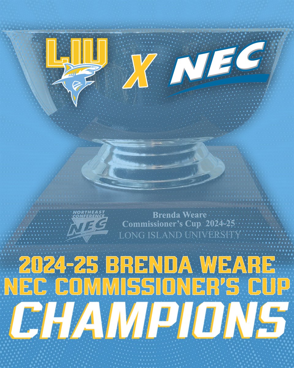 LIU Athletics wins its 4th NEC Commissioner's Cup in department history! 🏆🏆🏆🏆

Read more: shorturl.at/sIYG1 

#FinsUp 🦈