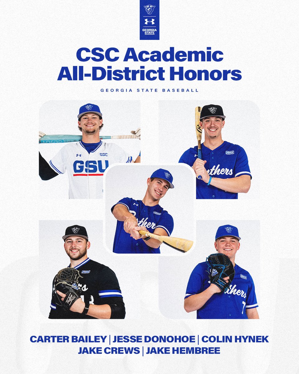 GSU_Base's tweet image. Leading on the field and in the classroom! 💪

Five Panthers earn CSC Academic All-district honors!

#LightItBlue | #WIT