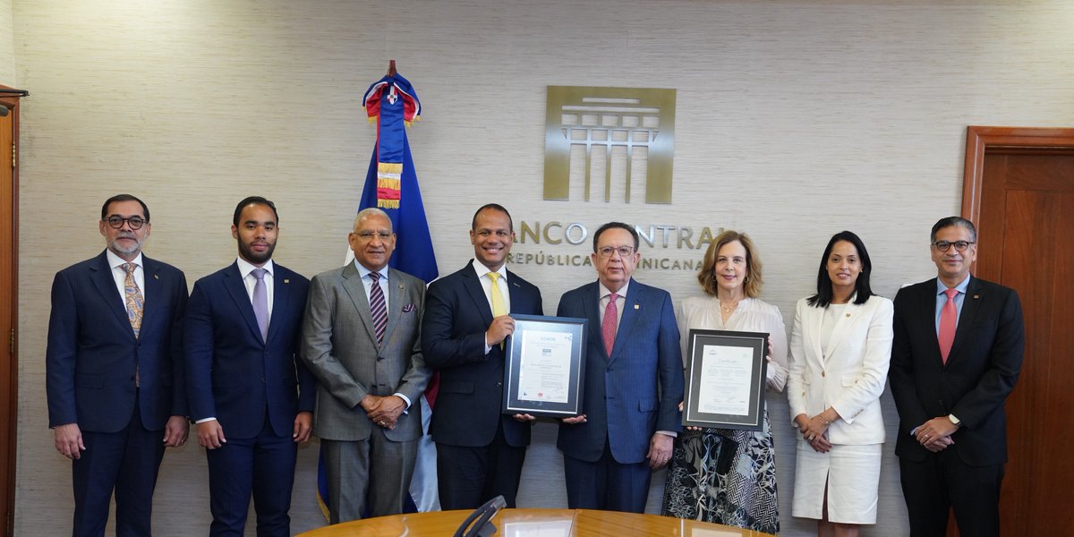#NotaBCRD
BCRD recibe la certificación ISO 22301:2019 por parte de la Asociación Española de Normalización y Certificación. buff.ly/QG0cTQ2