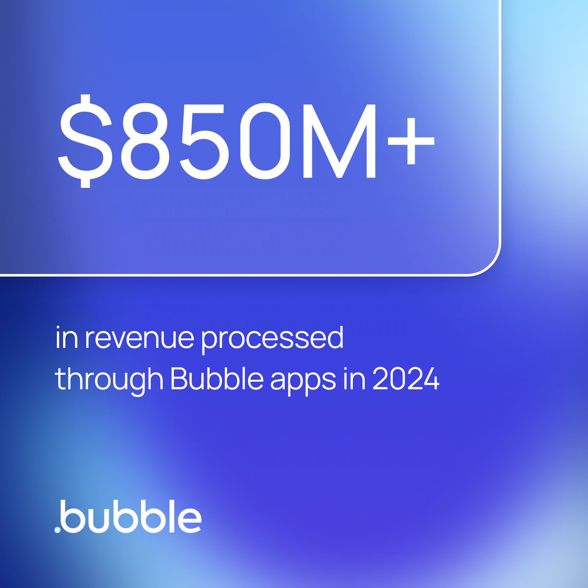 Bubble (@bubble) on Twitter photo The maker economy is here. In 2024 alone, over $850 million in commerce flowed through Bubble-built apps. The maker economy is here. In 2024 alone, over $850 million in commerce flowed through Bubble-built apps.