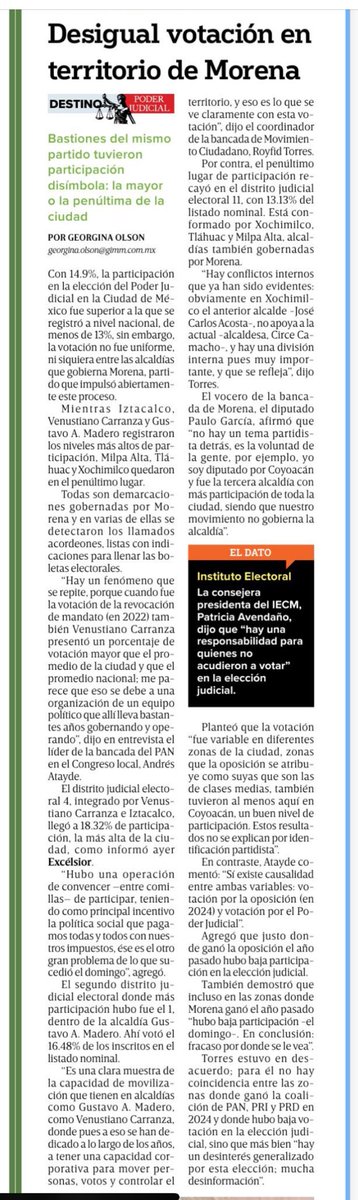 georginaolsonj's tweet photo. ⁦Con abstencionismo de 85% ⁦@MorenaCiudadMex⁩ no tuvo éxito en el acarreo de sus votantes y en Xochimilco y Tláhuac la participación fue la segunda más baja ⁦@ivonnemelgar⁩ ⁦@AuroraZepedaR⁩ https://t.co/YsAc1j6ZlT Desigual votación en territorio de Morena https://t.co/OAEet0IykY