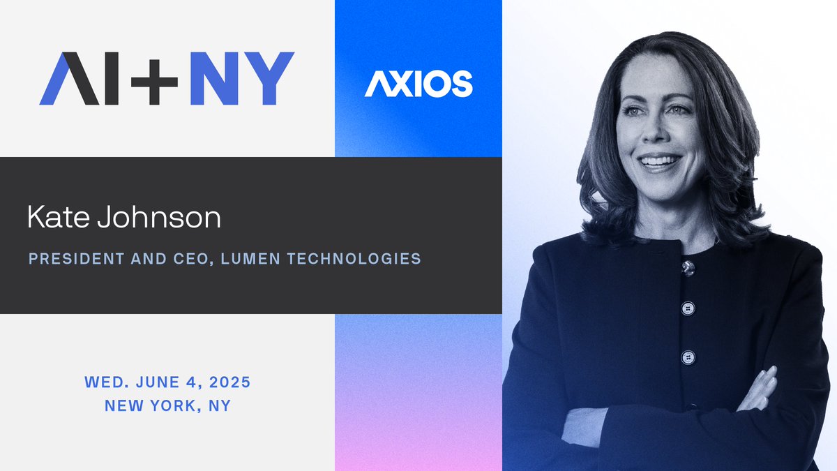 Catch <a href="/lumentechco/">Lumen</a> CEO Kate Johnson in conversation with <a href="/danprimack/">Dan Primack</a> at the Axios AI+ NY Summit.

Tune on Weds. June 4 at 2:50 pm ET: trib.al/JgQdSUc
