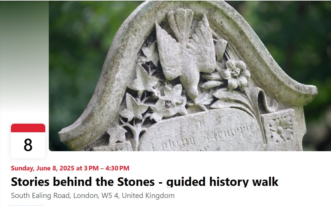 <a href="/ealinghour/">Ealing Hour</a> Did you know there are some really interesting people buried in South Ealing Cemetery? #EalingHour
Come and join us for a walk on Sunday - meet by the Chapels, South Ealing Road entrance.
Posting for <a href="/EalingParks/">Ealing Parks Foundation</a>