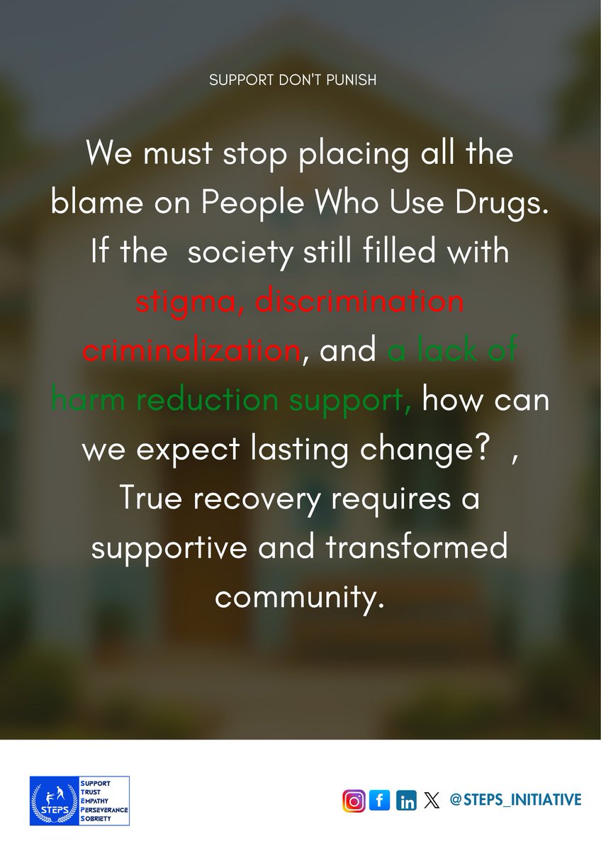 STEPS INITIATIVE 🇷🇼 (@steps_initiativ) on Twitter photo We must stop placing all the blame on People Who Use Drugs. If the society still filled with stigma, discrimination criminalization, and a lack of harm reduction support, how can we expect lasting change? , True recovery requires a supportive and transformed community.
<a href="/HDIRwanda/">HDI Rwanda</a> We must stop placing all the blame on People Who Use Drugs. If the society still filled with stigma, discrimination criminalization, and a lack of harm reduction support, how can we expect lasting change? , True recovery requires a supportive and transformed community.
<a href="/HDIRwanda/">HDI Rwanda</a>