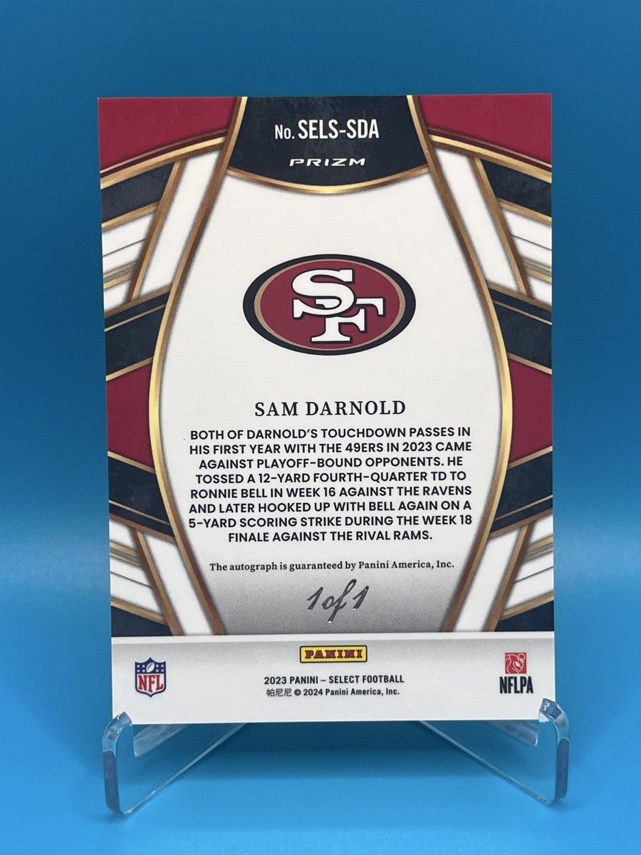 CardsWeaver's tweet photo. Just pulled my first 1 of 1 out of a 2023 Select Football blaster box.

Sam Darnold Black Shimmer Auto

What was your first 1/1? And did you keep it? @CardPurchaser https://t.co/8uPsz6ctga