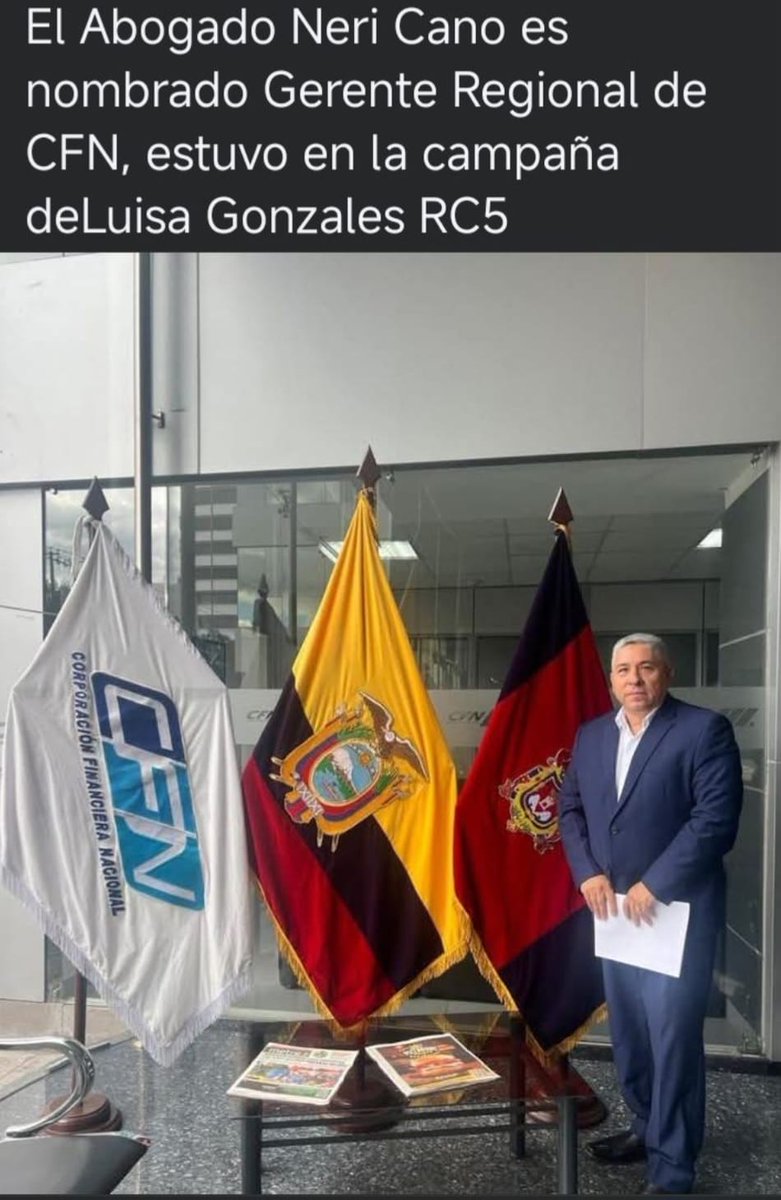 DDHHJustice's tweet photo. Aquí hay otro Correista en el Gobierno del Presidente @DanielNoboaOk q recién lo nombraron Gerente Regional @CFN_ECUADOR, NERI CANO  q estuvo en la campaña d la 2da vuelta d RC5, miren q en su cuenta X le repostea a una publicación donde indican q Noboa hizo Fraude Electoral. https://t.co/oUXFwj7ThA
