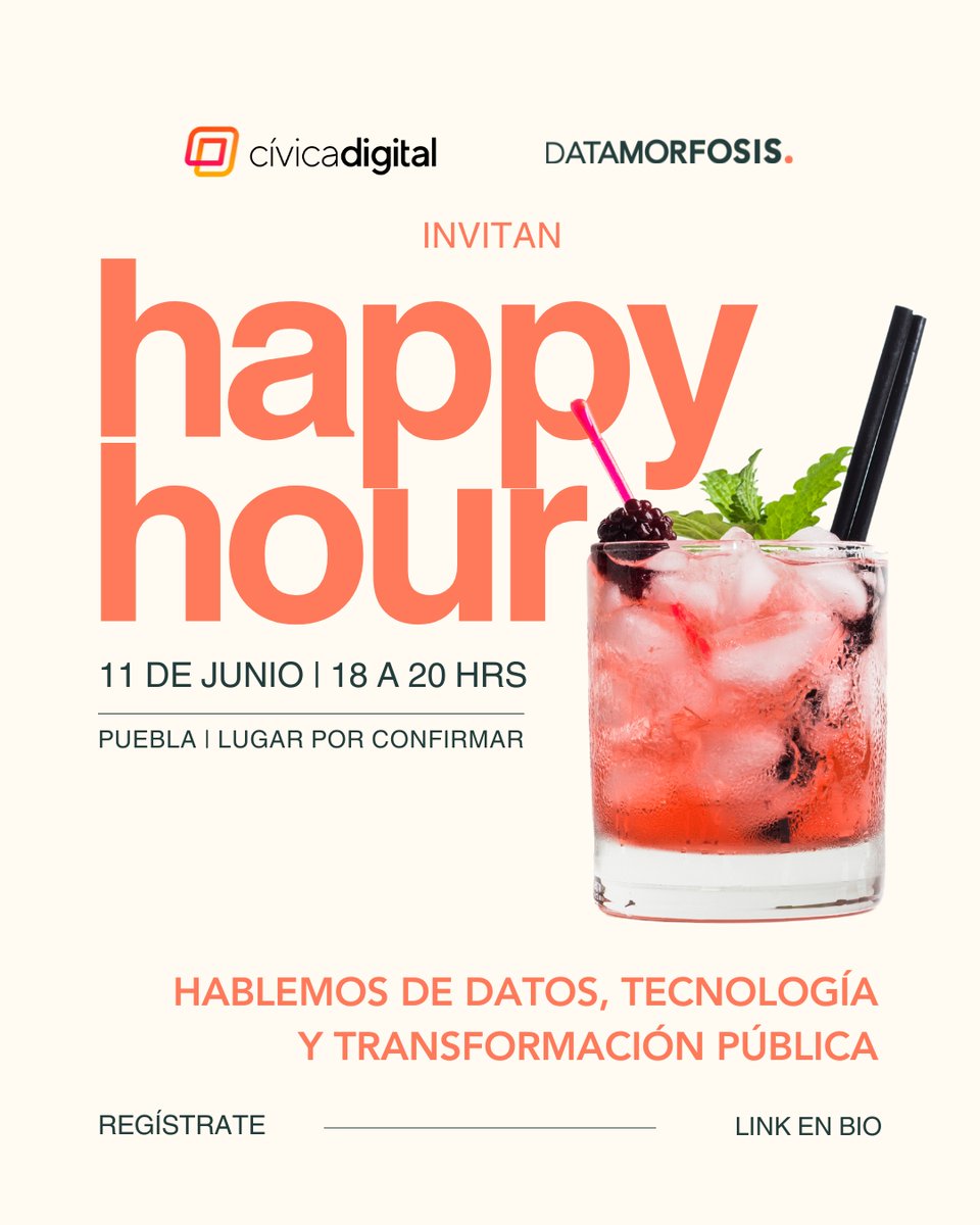 Datamorfosis (@datamorfosismx) on Twitter photo ⚠️¿Asistes a la Smart City Expo?
💬Hablemos de datos, tecnología y transformación pública
¡Acompáñanos en este espacio organizado por <a href="/CivicaDigital/">Cívica Digital</a> y Datamorfosis!
📅 11 junio | 6-8 pm | Puebla📍Lugar por confirmar
🔗Regístrate: lu.ma/rguzdbnn
#SCELC25 ⚠️¿Asistes a la Smart City Expo?
💬Hablemos de datos, tecnología y transformación pública
¡Acompáñanos en este espacio organizado por <a href="/CivicaDigital/">Cívica Digital</a> y Datamorfosis!
📅 11 junio | 6-8 pm | Puebla📍Lugar por confirmar
🔗Regístrate: lu.ma/rguzdbnn
#SCELC25