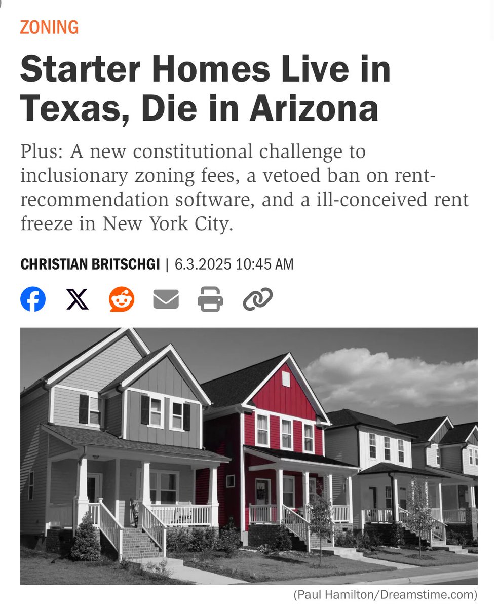 In this weeks’s newsletter, I have a rundown on how a starter homes bill passed in Texas, while a near-identical bill died in Arizona due to opposition from Gov. Katie Hobbs, the AZ League of Cities. 

Plus, a new constitutional challenge to inclusionary zoning fees.