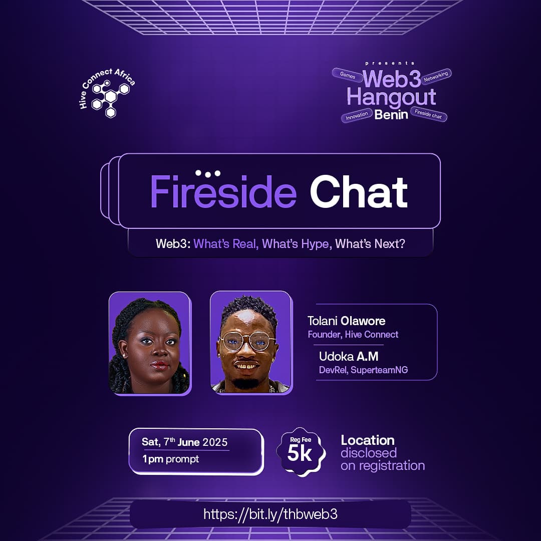 Hey guys!

We've teamed up with <a href="/HiveConnectAF/">Hive Connect Africa</a>  to get you an exclusive 20% ticket discount on the upcoming Web3 Hangout happening in Benin🥳

How to get this discount 
Simply use the code ETC at checkout when registering via the link: bit.ly/thbweb3