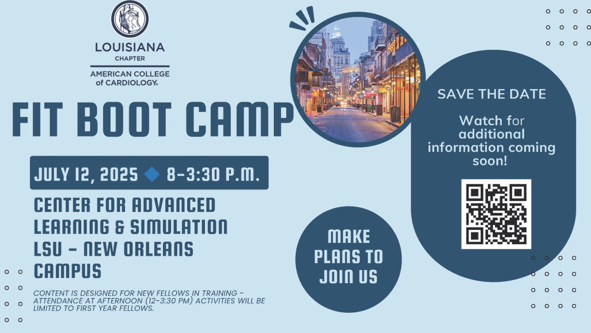 July 12, 2025 | FIT Surviving Cardiology Fellowship Boot Camp

Info and registration at:  laacc.org/fit-boot-camp/