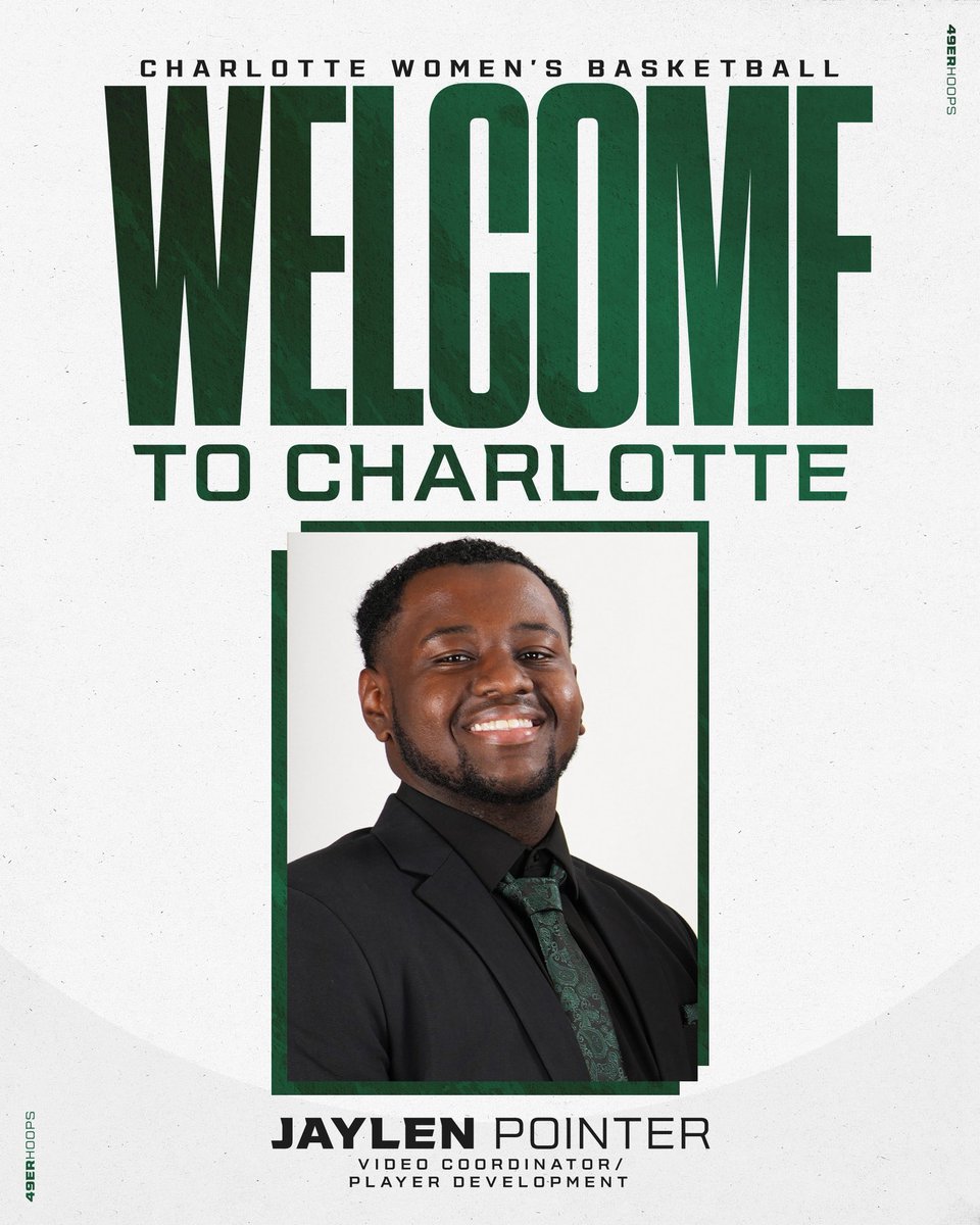 Charlotte Women's Basketball (@charlottewbb) on Twitter photo πππππππ ππ πππππππππ π
Weβre excited to officially hire <a href="/jaylenpointer/">Jaylen Pointer</a> as our Video Coordinator/Player Development βΌοΈ
#GoldStandard βοΈ x #R2TG πππππππ ππ πππππππππ π
Weβre excited to officially hire <a href="/jaylenpointer/">Jaylen Pointer</a> as our Video Coordinator/Player Development βΌοΈ
#GoldStandard βοΈ x #R2TG