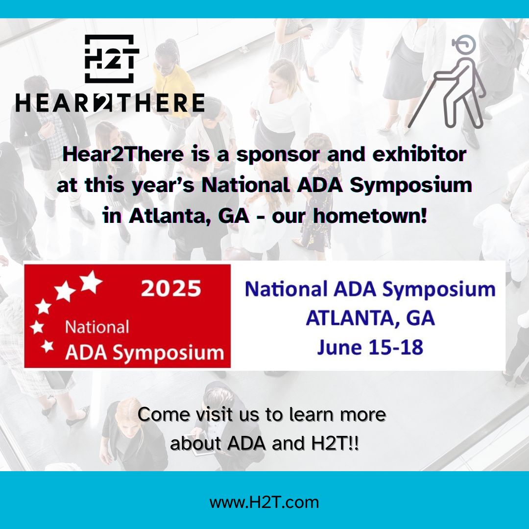 We’re proud to sponsor + exhibit at the #ADASymposium in Atlanta, June 15–18!

Join us to experience how Hear2There helps blind &amp; visually impaired people navigate public spaces confidently through real-time, location-aware guidance.

#AccessibilityMatters #Blind