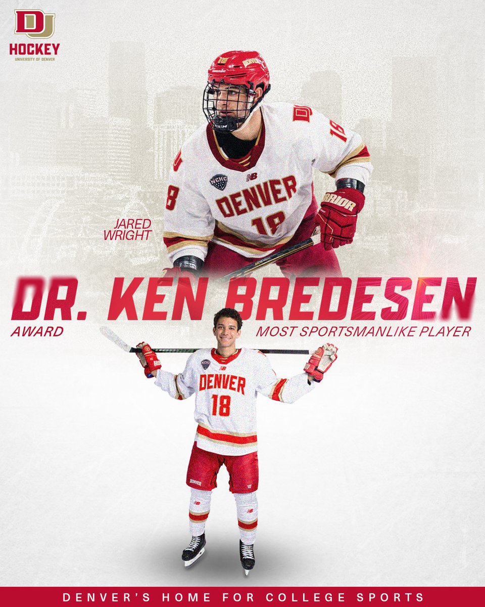 Jared Wright is now a 3x winner of the Dr. Ken Bredesen Most Sportsmanlike Player award!

While playing in all 44 games, he had just 6 PIM, registered 17 points, blocked 28 shots and was also a finalist for @theNCHC Sportsmanship Award!