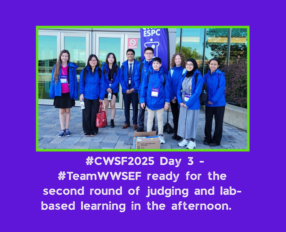 #CWSF2025 Day 3 - #TeamWWSEF ready for the second round of judging and lab-based learning in the afternoon. #WWSEF #youthscience #sciencefair #explore #Waterloo #Kitchener #Guelph #Cambridge #Wellington #RegionofWaterloo