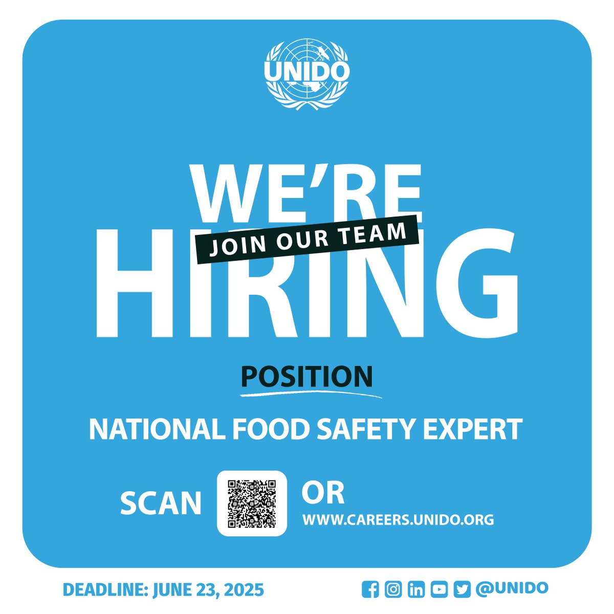 We're hiring a 𝙉𝙖𝙩𝙞𝙤𝙣𝙖𝙡 𝙁𝙤𝙤𝙙 𝙎𝙖𝙛𝙚𝙩𝙮 𝙀𝙭𝙥𝙚𝙧𝙩 for the EU-funded Liberian Food Safety Initiative. Find the link below or 𝙎𝘾𝘼𝙉 the 𝙌𝙍 code. Deadline: June 23, 2025! ow.ly/iQCk50W3GHA