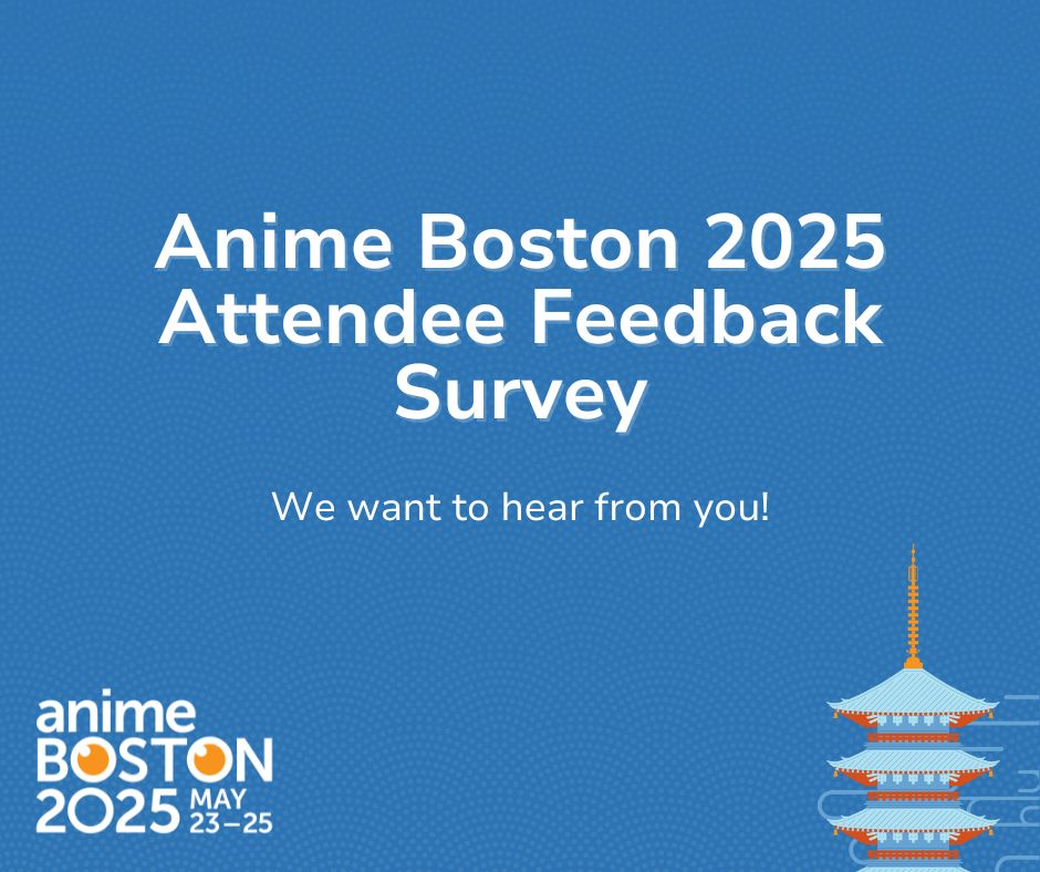 Thank you for attending #AnimeBoston2025! We hope everyone had a great time at the show!
We would be delighted if you could take our feedback survey.
Four (4) lucky individuals will be selected to win weekend memberships for Anime Boston 2026!  &gt;&gt;
bit.ly/AB25_Feedback_…