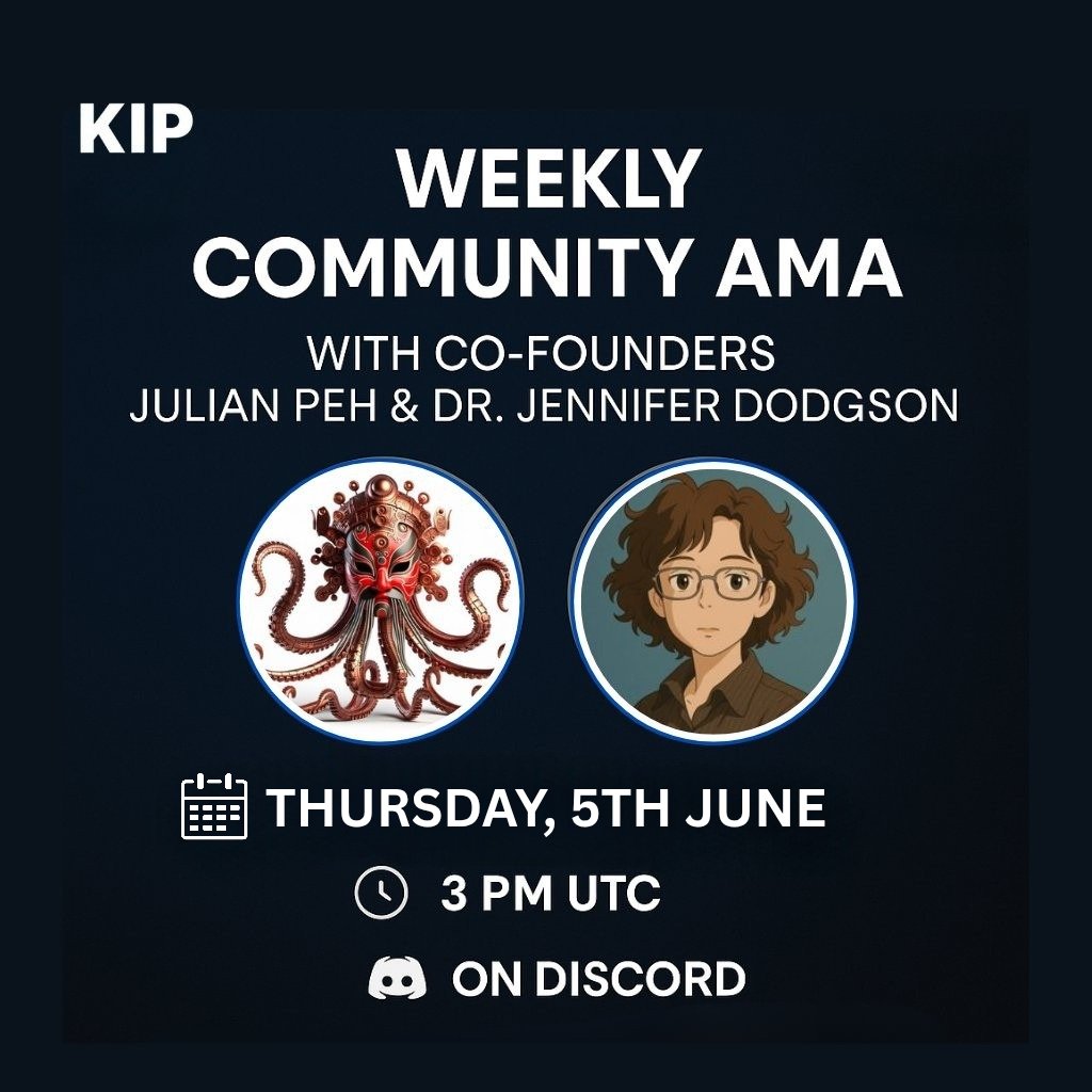 Multi (@multi_mike01) on Twitter photo Get Ready, KIP Fam!
A major Community AMA is happening on Thursday β June 5th at 3PM UTC and you wonβt want to miss it!
ποΈ Join Julian Peh (<a href="/julian_kip/">Julian @ πππ£ γβ«Έ</a>) & Dr. Jennifer Dodgson (<a href="/HumanLevelJen/">Jen Dodgson</a>), co-founders of KIP Protocol, as they go LIVE to reveal:
π― Fresh updates on Get Ready, KIP Fam!
A major Community AMA is happening on Thursday β June 5th at 3PM UTC and you wonβt want to miss it!
ποΈ Join Julian Peh (<a href="/julian_kip/">Julian @ πππ£ γβ«Έ</a>) & Dr. Jennifer Dodgson (<a href="/HumanLevelJen/">Jen Dodgson</a>), co-founders of KIP Protocol, as they go LIVE to reveal:
π― Fresh updates on