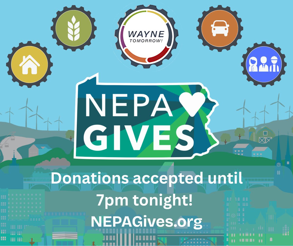 There's still time to donate!

<a href="/WayneTomorrow/">Wayne Tomorrow!</a> 
Help us continue to focus on “we” instead of “me."

Donate today!
nepagives.org/campaigns/wayn…

#waynecountypa #WayneTomorrow #NEPAGives