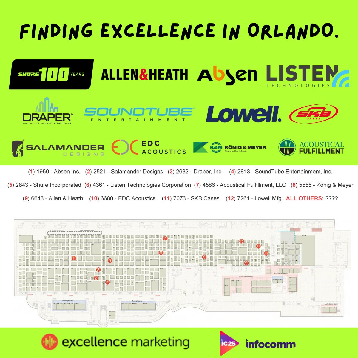 If you're attending AVIXA Infocomm next week, here's a (very) little look at where you can find EXCELLENCE in ORLANDO.  Book a meeting?
Contact our office or your favorite Excellence Rep. 

#infocomm2025 #avindustryevents #proav #avexperts #avtweeps #wepowerperformance