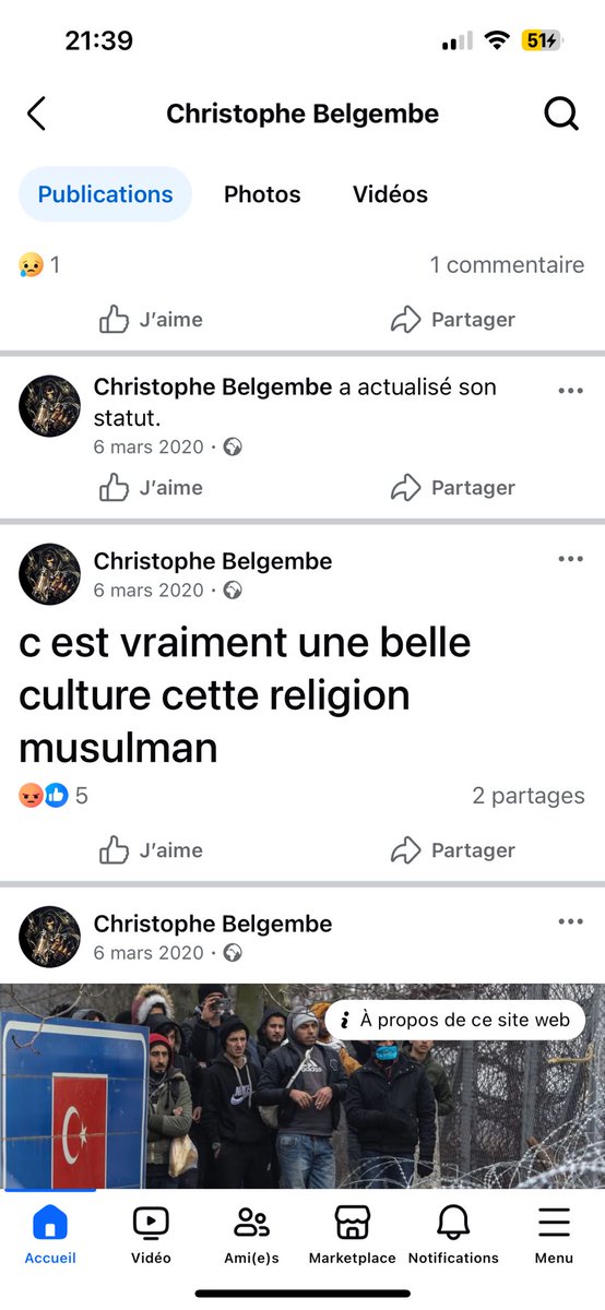 BilletRodrigue's tweet photo. Je suis remonté dans les publications de ce connard bah effectivement depuis bien longtemps il exprimait ce raciste #ChristopheB hichem https://t.co/93temgTESX