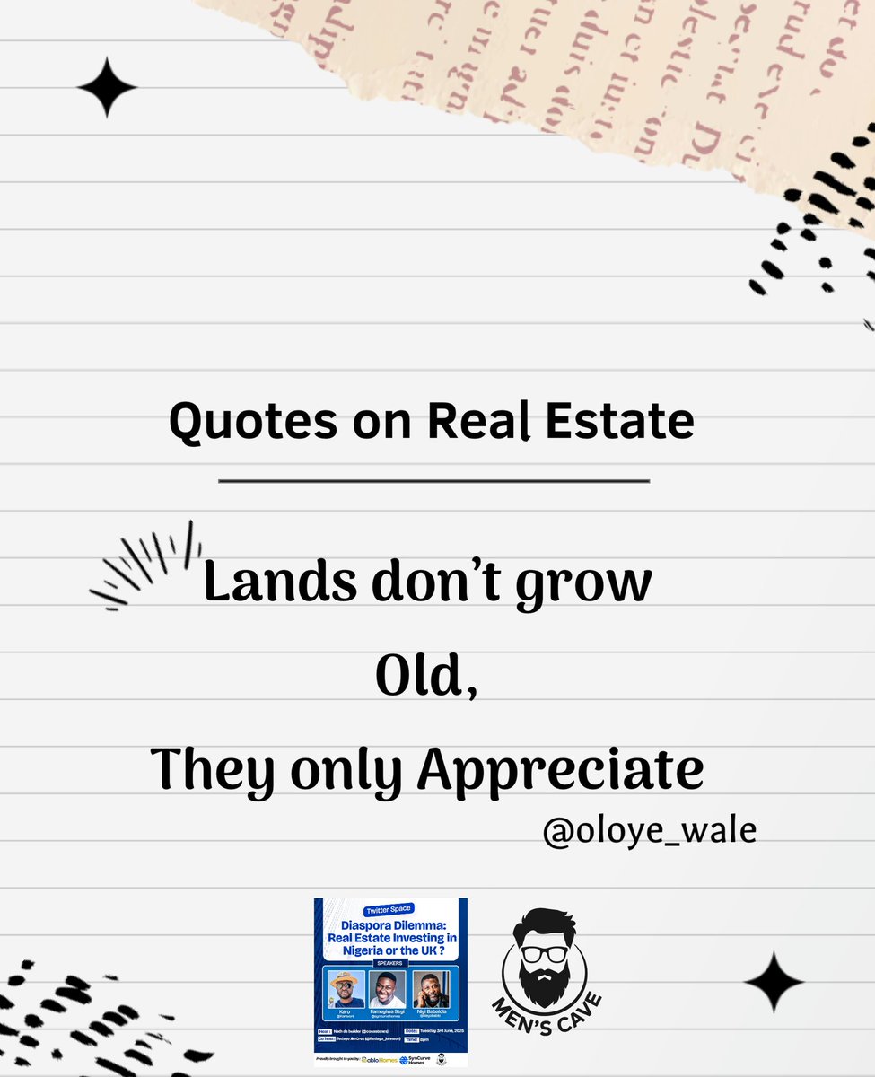 The Real Estate Investment Debate you can’t Miss. 

Men’s Cave Round table presents  : 
June upcoming Space! 

x.com/conastones/sta… 

Tuesday : 3rd June 
Time : Ongoing 
<a href="/oloye_wale/">Oloye</a> <a href="/syncurvehomes/">SynCurve Homes</a>