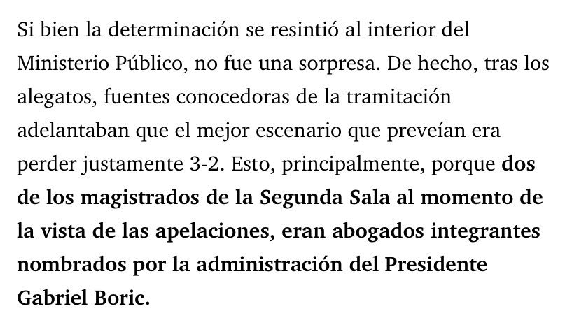 🔴 Así que dos abogados integrantes de la Corte Suprema NOMBRADOS POR BORIC fueron los encargados de definir si se declaraban ilegales los pinchazos del fiscal Cooper a Huneeus. 

Votación final: 3-2. Para sorpresa de nadie. 

Todo está podrido 💀