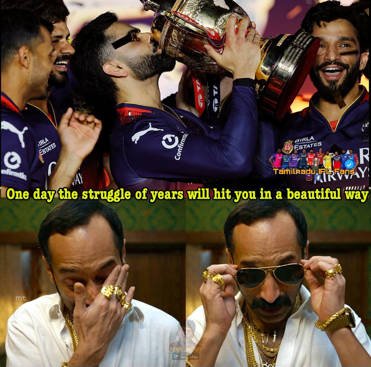Troll_CSgay's tweet image. 18 years of hope, heartbreak & hustle — and now, pure glory! 🏆😭
#IPLFinals Congratulations RCB — CHAMPIONS at last! ❤️🔥
The wait was long, but the victory is eternal.
#RCBvPBKS #EeSalaCupNamde 🙌
#IPL2025 #TATAIPL202