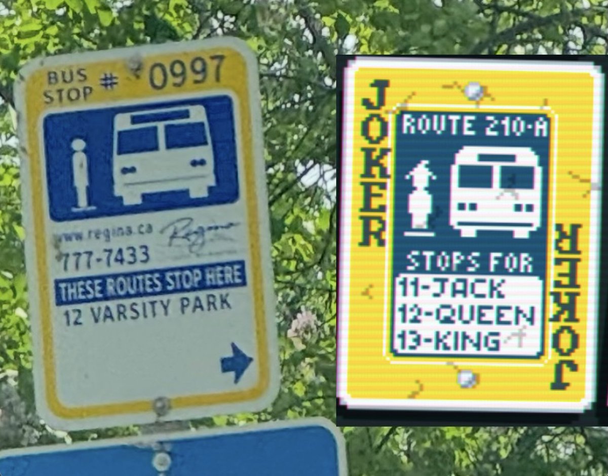LocalThunk's tweet image. Pointless Balatro lore: When I started Balatro dev I was living in my hometown of Regina, Saskatchewan. I had a bus stop outside my apartment (similar to the one in this image) and I based the art of 'Ride the Bus' on that bus stop!