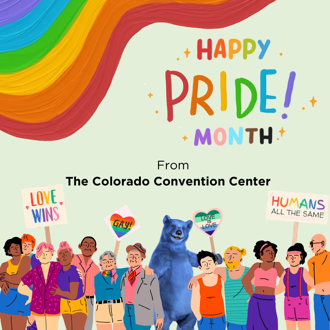 🌈 Happy Pride Month from the Colorado Convention Center! We're proud to stand with our LGBTQIA+ community today and every day. Whether you're here for a celebration, convention, or just passing by our iconic Blue Bear, know that all are welcome here.