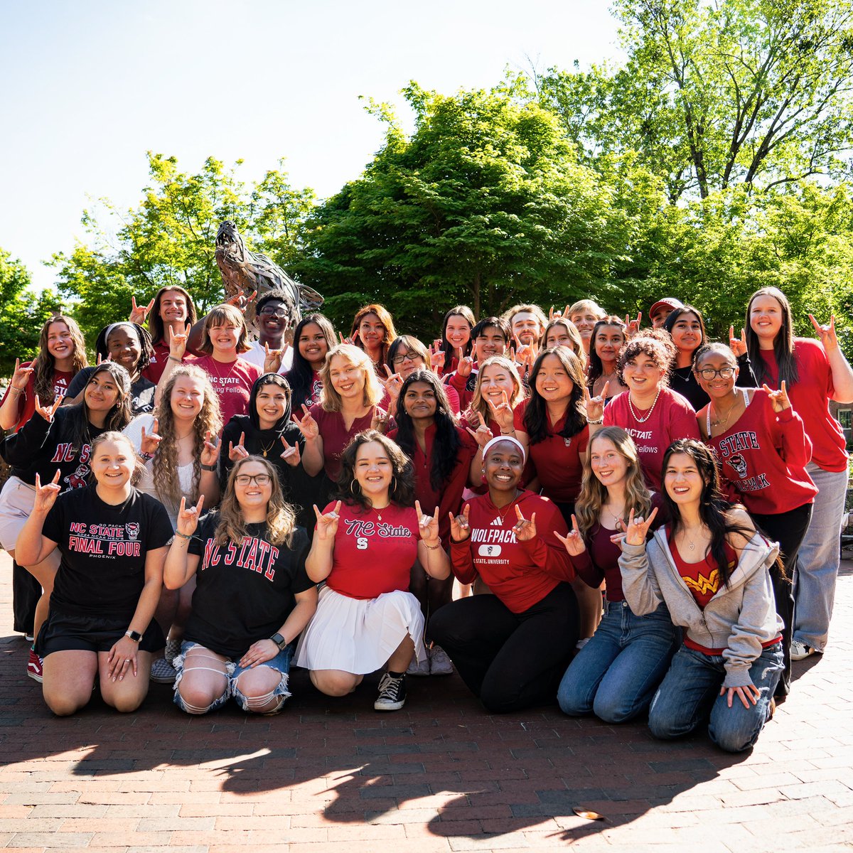 NCStateNSP's tweet photo. Say hello to your 2025 Orientation Leaders 👋 One week until Orientation officially begins and we’re SO ready! #NCState29 #NCStateTransfers https://t.co/ykVOc0QNoA