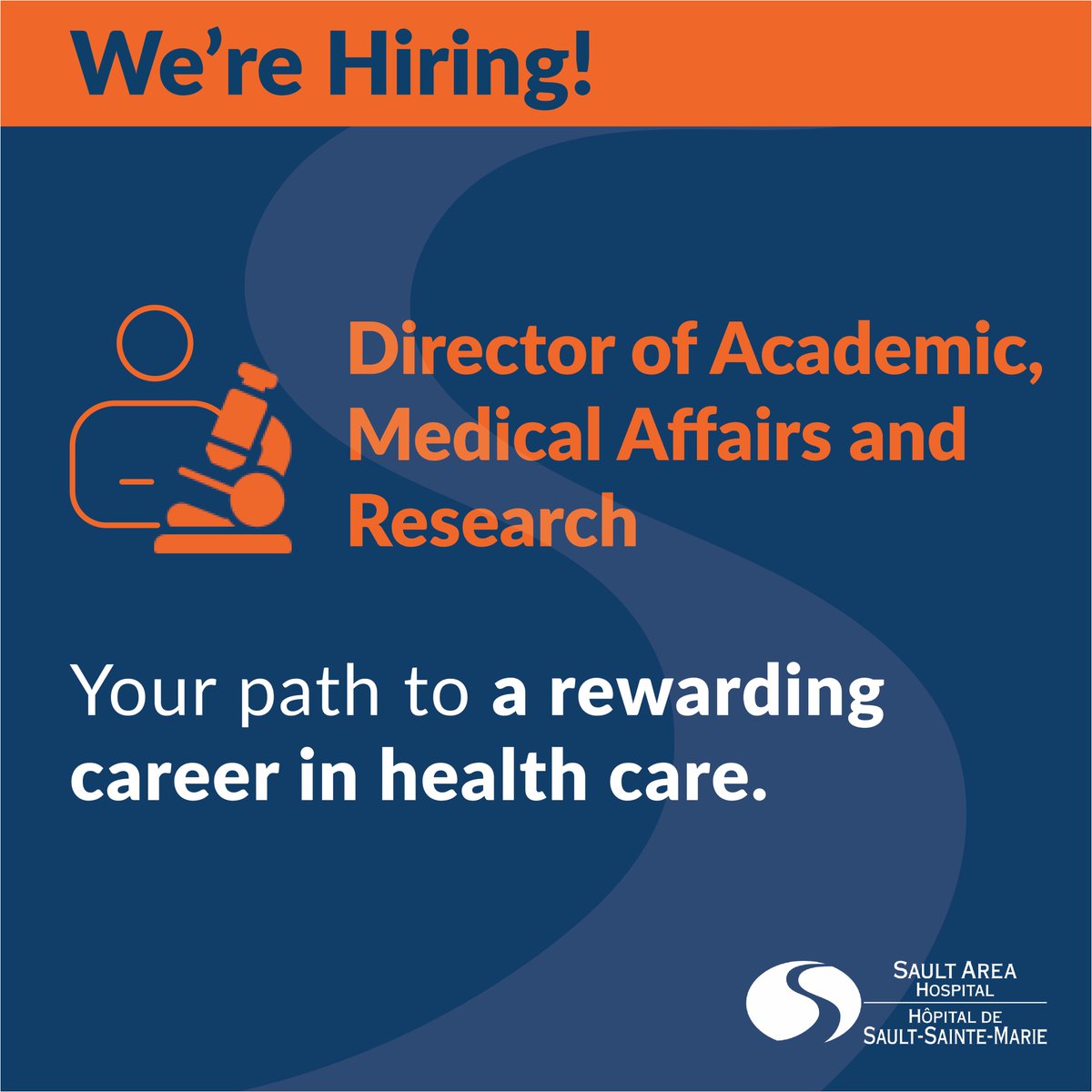 Join our team at Sault Area Hospital as the Director of Academic, Medical Affairs and Research and make a difference in the lives of patients and their families. 

Your path to a rewarding career in healthcare starts here: bit.ly/4mLDA3Y