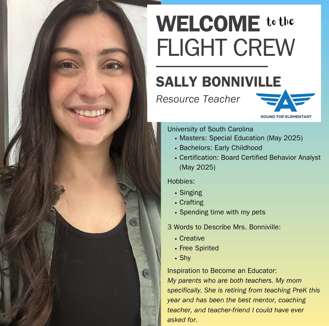 Round Top Elementary (@rteflightstatus) on Twitter photo Joining Echo Company for the 2025-26 school year, Meet Ms. Bonniville! #ECHOco ✈️ <a href="/RichlandTwo/">Richland School District Two</a> Joining Echo Company for the 2025-26 school year, Meet Ms. Bonniville! #ECHOco ✈️ <a href="/RichlandTwo/">Richland School District Two</a>