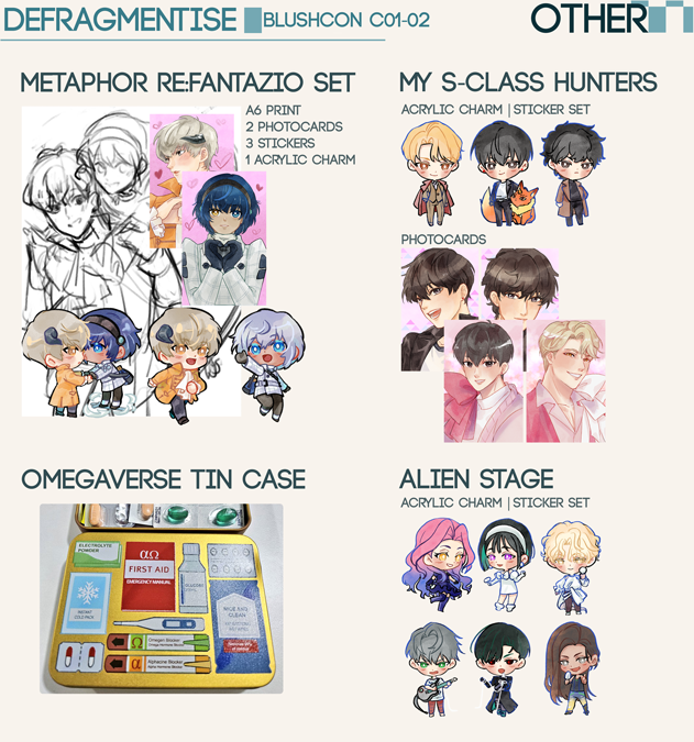 [RTs❣️] (1/3)
My full catalog for BLushcon pickup, mail orders and future intl store opening
 
🍮ORV, Debut or Die, GI Haikaveh, HSR
🍮Metaphor ReFantazio, S-Class, ALNST, Original
🍮PH only: Priest danmei P4P

PO deadline: 06/16

#BLushCon2025 #BLushPetit