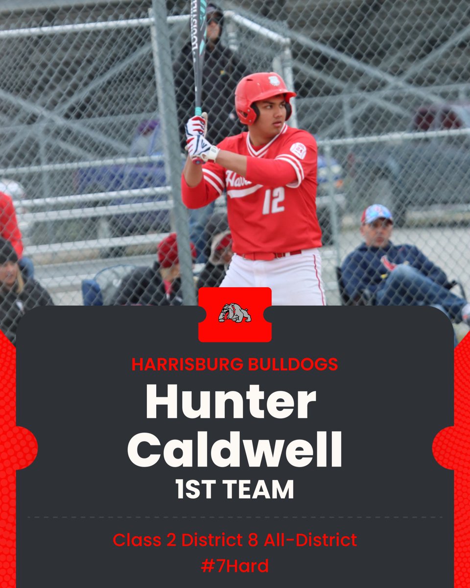 Harrisburg Bulldog Baseball (@bulldogcleats) on Twitter photo Congratulations to our Class 2 District 8 1st Team All-District players!!! #7Hard
1st Team - Ike DeMuth
1st Team - Bryce Ott
1st Team - Hunter Caldwell
<a href="/CoachAckman/">Chris Ackman</a> <a href="/ottjimmy/">Jimmy Ott</a> <a href="/thestevecombs/">Steve Combs</a> <a href="/harrisburgath/">Harrisburg Bulldogs</a> <a href="/hburgboosters/">Harrisburg Bulldogs Booster Club</a> Congratulations to our Class 2 District 8 1st Team All-District players!!! #7Hard
1st Team - Ike DeMuth
1st Team - Bryce Ott
1st Team - Hunter Caldwell
<a href="/CoachAckman/">Chris Ackman</a> <a href="/ottjimmy/">Jimmy Ott</a> <a href="/thestevecombs/">Steve Combs</a> <a href="/harrisburgath/">Harrisburg Bulldogs</a> <a href="/hburgboosters/">Harrisburg Bulldogs Booster Club</a>