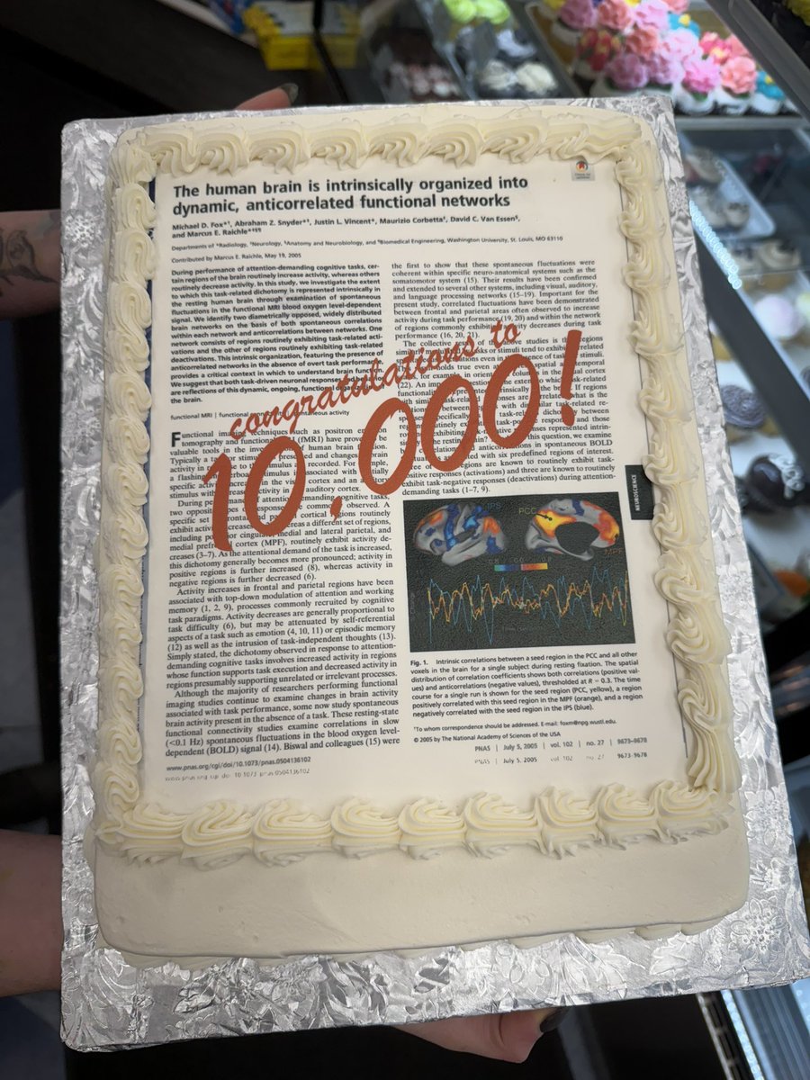 foxmdphd's tweet image. Thank you to everyone @Brain_Circuits for the cake and the surprise celebration. Even bigger thank you to the 10k people who cited this paper!