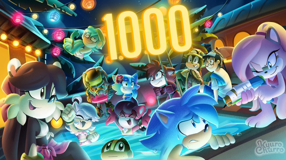 We hit 1000 followers! Thank you all for supporting us. Bluestreak wouldn't be what it is without you all. Our OCs are all celebrating!

Art: <a href="/kyurochurro/">Churro 🍓</a>