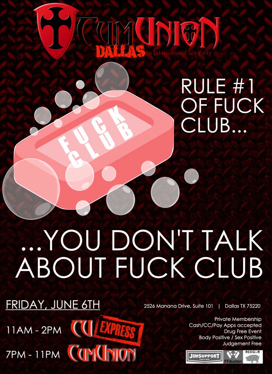 CumUnion Dallas (@cumuniondallas) on Twitter photo WelCUM to the #FUCKCLUB & #HappyPrideSluts
Express- 11a - 2p $25
Night- 7p - 11p $30
CumUnionDallas.com for ποΈβs or π΅ and π³ happily accepted at the πͺ!!
#CumUnionDallas #SexParty #DUNGEON
Donβt miss <a href="/bigbadwoolfie/">thebigbadwoolfie</a> spinning at the night party!!! ππ WelCUM to the #FUCKCLUB & #HappyPrideSluts
Express- 11a - 2p $25
Night- 7p - 11p $30
CumUnionDallas.com for ποΈβs or π΅ and π³ happily accepted at the πͺ!!
#CumUnionDallas #SexParty #DUNGEON
Donβt miss <a href="/bigbadwoolfie/">thebigbadwoolfie</a> spinning at the night party!!! ππ
