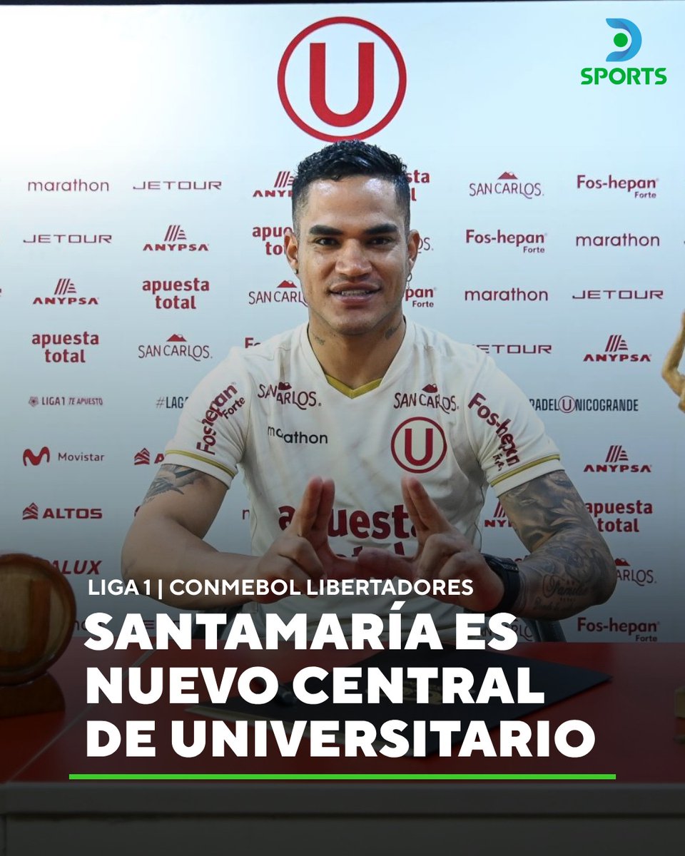 ¡ANDERSON SANTAMARÍA ES NUEVO DEFENSA DE LA 'U'! 🔥

🇵🇪 El central nacional firmó por todo lo que resta de la temporada 2025 con miras a #Liga1 🇵🇪 y CONMEBOL #Libertadores 🏆

📝 Vuelve al Perú luego de 8 años, su último paso en el país fue en FBC Melgar

¿Te gusta su fichaje? 🤔