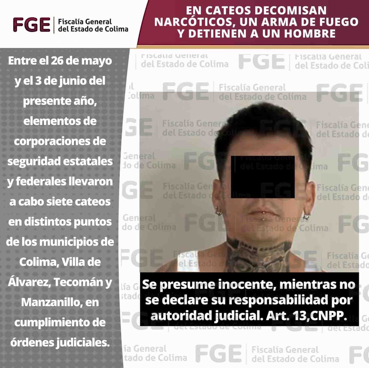 En cateos decomisan narcóticos, un arma de fuego y detienen a un hombre
* Se realizaron siete cateos en los municipios de Colima, Villa de Álvarez, Tecomán y Manzanillo
afmedios.com/en-cateos-deco…