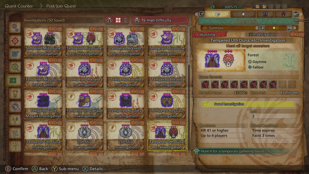 It usually takes me about 10 to 15 minutes to take down Tempered Gore Magala (7☆), but that was certainly a time increase (Not including the carts).

Glad I was able to get investigations for all of them.